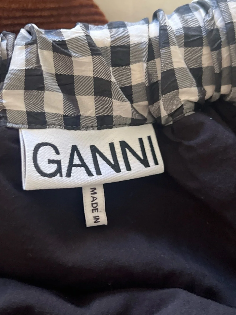 Ganni Checked Gingham Recycled Taffeta Crinkled Mini Skirt EU 34 / US 4